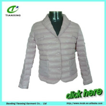 light grey turn- down collar women down jacket coat